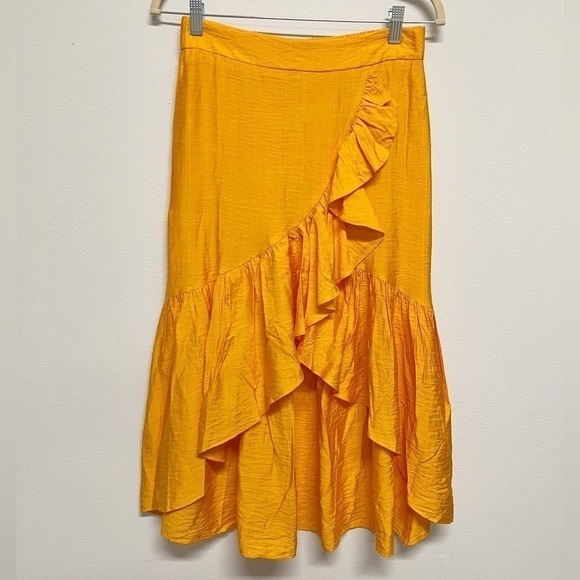 Sunburst Kiss Womens Bright Orange Ruffle High Low Tiered Maxi Skirt Size M - Picture 3 of 8